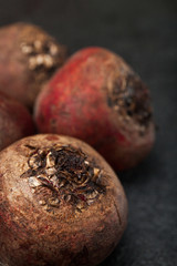 Red beet on a black background.