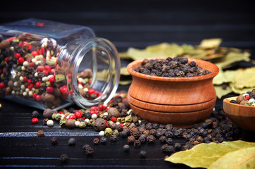 spices on a black table