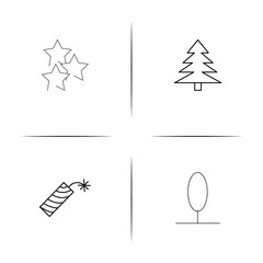 Nature simple linear icon set.Simple outline icons