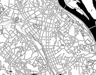 Abstract geographical map Kiev, Ukraine.. Black and white vector image. Background monochrome