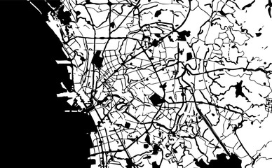 mapa geograficzna Filipiny; Wyspa Luzon; Manila. Grafika wektorowa czarno-biały. Tło monochromatyczne - 196831554