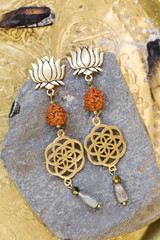 Beautiful lotus and seed of life design earrings