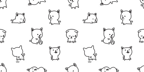 dog seamless pattern french bulldog vector dog breed isolated wallpaper background doodle cartoon white
