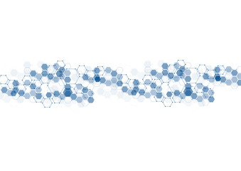 Abstract hexagonal molecular structures in technology background and science style. Medical design. Vector illustration