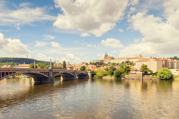 Obraz premium Prague panorama city skyline and Charles Bridge. Prague, Czechia.