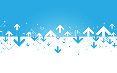 Abstract blue and white arrows and financial concept background