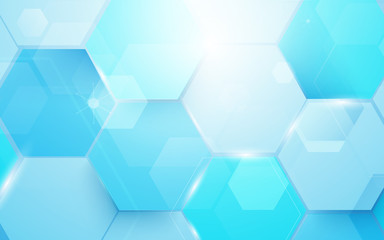 Fototapeta na wymiar Abstract blue technology digital hi tech hexagons concept background