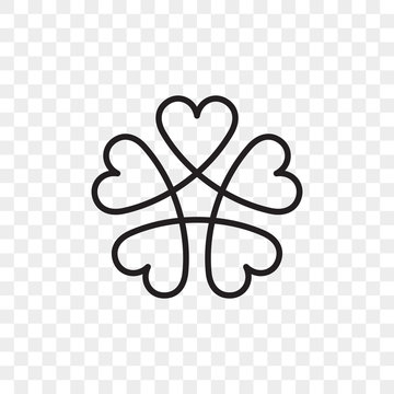 Heart logo vector icon. Isolated modern abstract line black heart flower symbol for cardiology medical center or charity, Valentine love or wedding greeting card fashion design