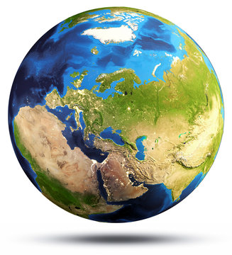 Planet globe map 3d rendering