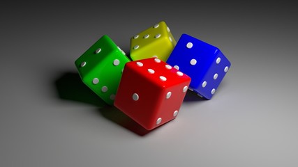 Multi Colored Four Dice | Red,Blue,Green,Yellow |