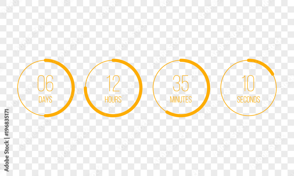 Poster vector countdown clock counter timer. ui digital count down circle board meter with circle time pie 