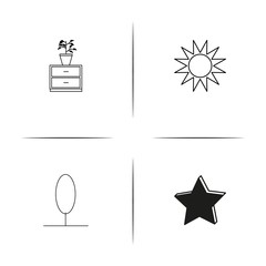 Nature simple linear icon set.Simple outline icons