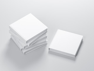White square blank Books Mockup with textured fabric cover