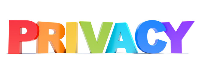 Privacy word colorful text on white background
