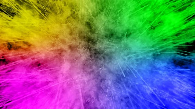fireworks from paints isolated on black background with nice trails. explosion of colored powder or ink. juicy creative explosion of all colors of the rainbow in the air in slow motion. 57