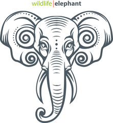 Fototapeta premium Vector illustration, elephant head for wildlife symbol