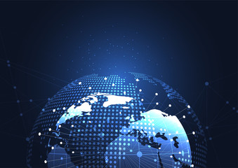 Global network connection. World map point and line composition concept of global business. Vector Illustration