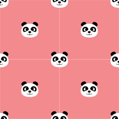 Seamless pattern cute panda on pink background