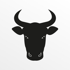 Bull icon. Cow or bull head with horns. Vector illustration.