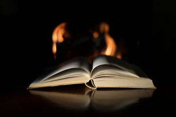 Old  Book And Fireplace, quiet hours at home