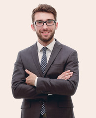 businessman wearing glasses and a business suit