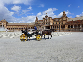 Fototapeta premium Horse and Coach, Plaza de España, Seville