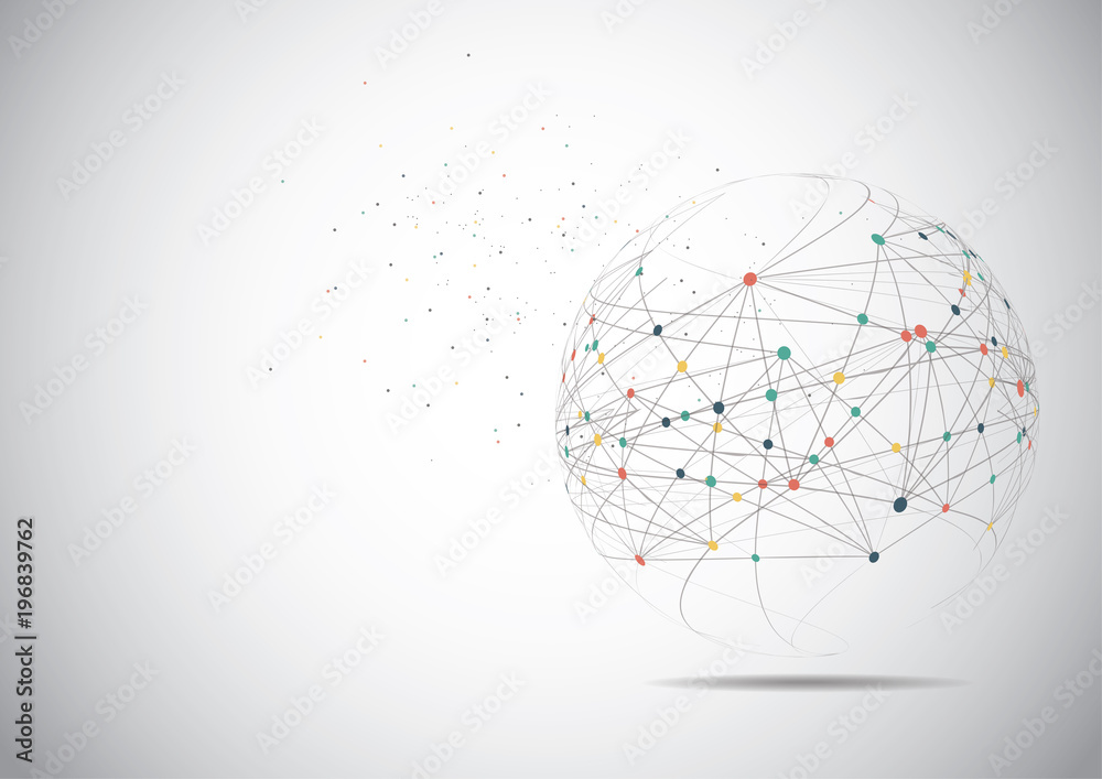 Poster global network connection. world map point and line composition concept of global business. vector i