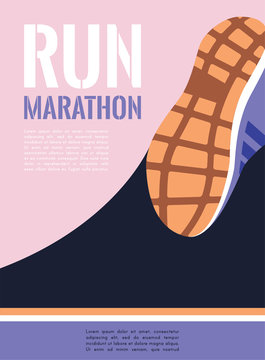 city running marathon. athlete runner feet running on road closeup. illustration vector