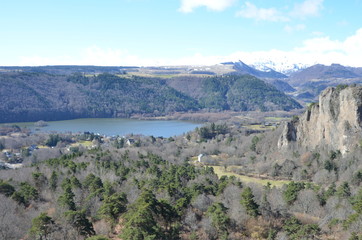Lac Chambon, Puy de Sancy et dent du Marais, Auvergne, France