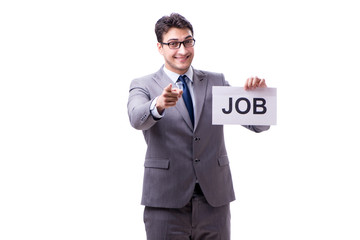 Businessman in recruitment concept isolated on white background