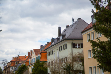 Row of houses, tenement houses in Munich