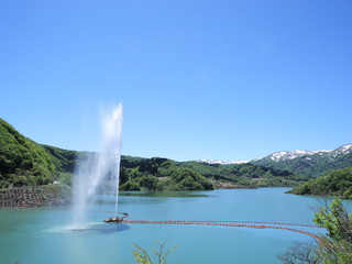 月山湖　大噴水
