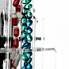 Laboratory Microscope. Scientific and healthcare research background.. drug tests tubes