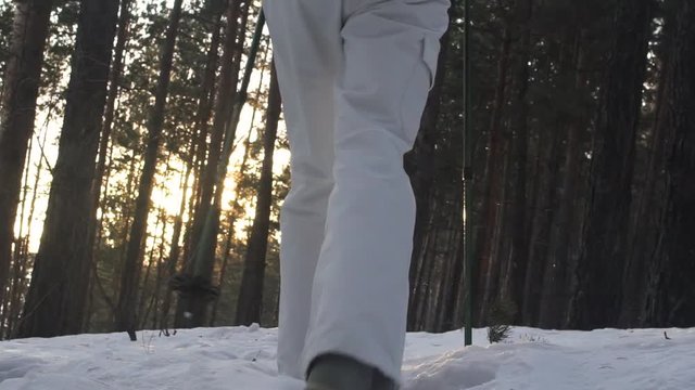 foot feet steeps. hiking walking. slow motion. snow winter landscape. recreation activity. holiday vacation tourism. people persons. outdoors sports.