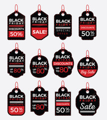 Pack of Black Friday sale labels Design