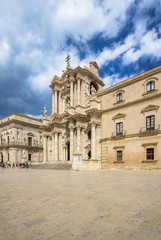 Fototapeta na wymiar The Cathedral (Duomo) in Syracuse, Sicily, Italy