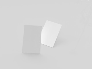 business card mock-up, 3d rendering, light gray background