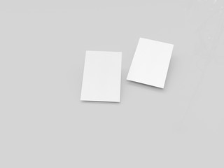 business card mock-up, 3d rendering, light gray background
