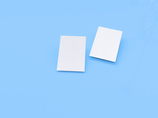 business card mock-up, 3d rendering, blue background