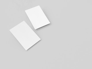 business card mock-up, 3d rendering, light gray background