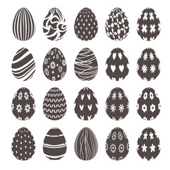 st of black and white decorative easter egg icons