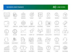 Fototapeta na wymiar Line icons set. Business and Finance pack. Vector Illustration
