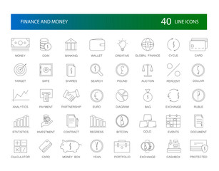 Line icons set. Finance and Money pack. Vector Illustration