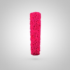 Pink sponge letter L lowercase isolated on white background.