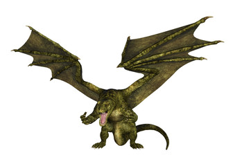 3D Rendering Fantasy Dragon on White