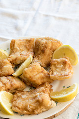 Breaded and fried Salted cod with lemon