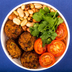 Bowl Of Falafel Beans Coriander And Tomatoes