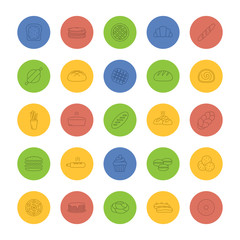 Bakery linear icons set