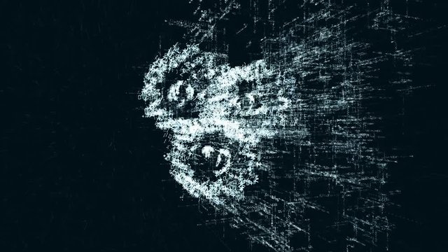 Mechanism logo, a design consisting of a code of numbers and a symbol. Abstract mechanism icon in computer cyber network on a dark turquoise background