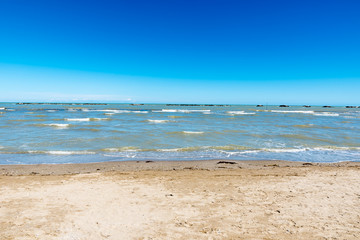 Winter beach with waves